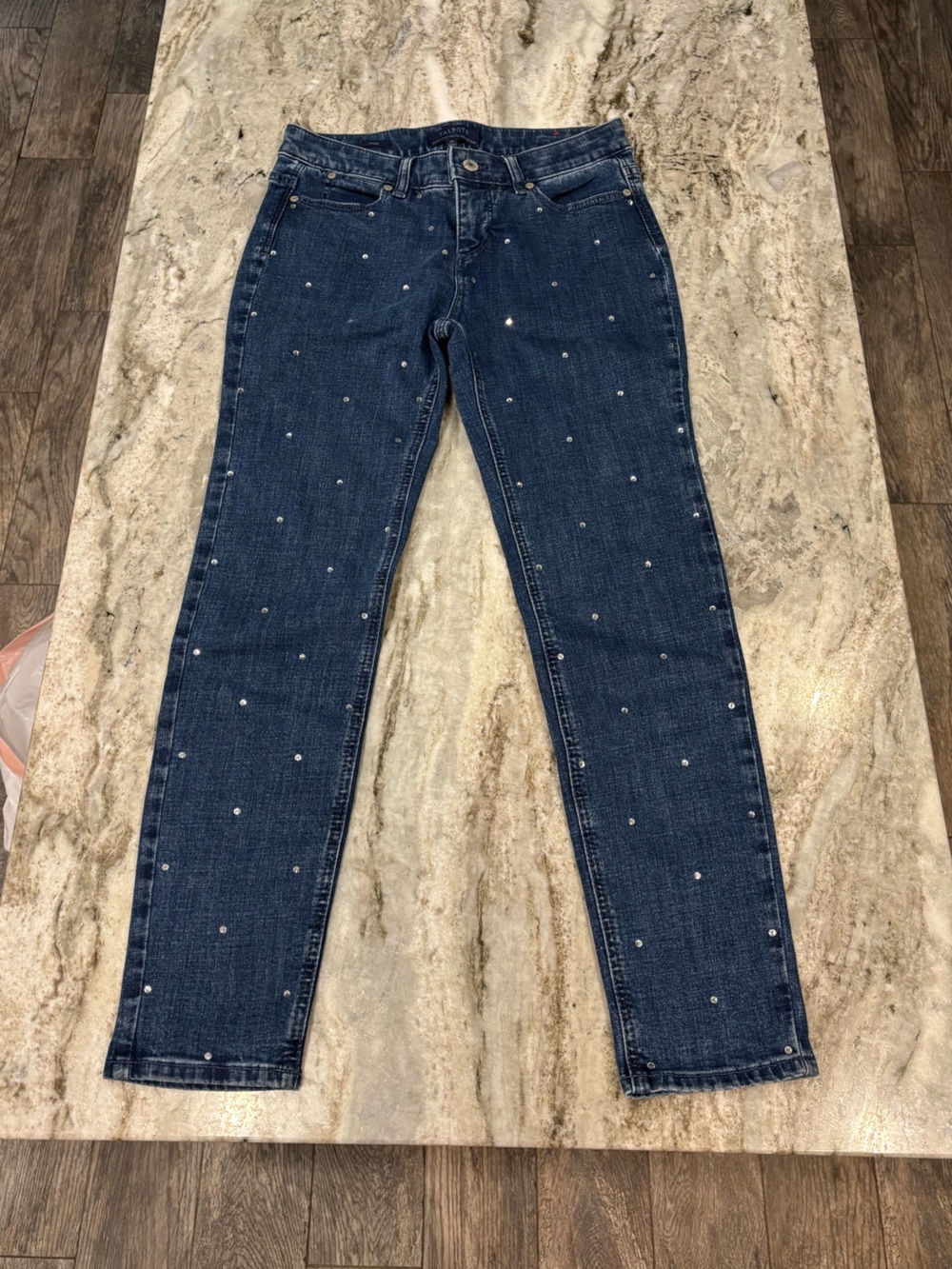 Talbots Dark Blue Women's Jeans with Rhinestone Detail size 2p